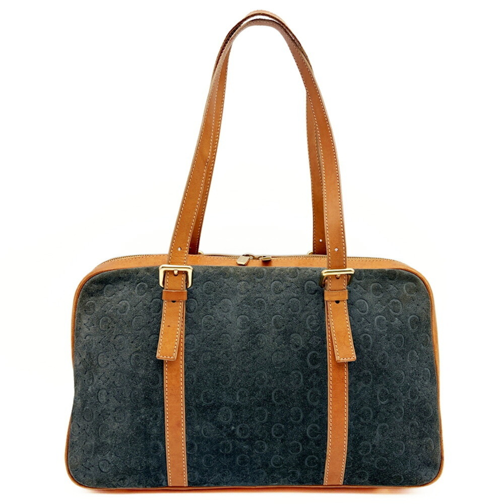 Celine CELINE Boston bag C Macadam suede leather navy